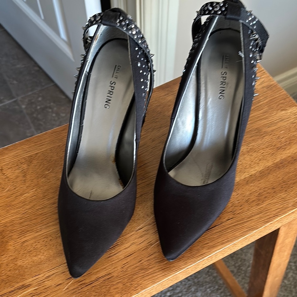 Item # B45 - Call It Spring Black Studded Heels